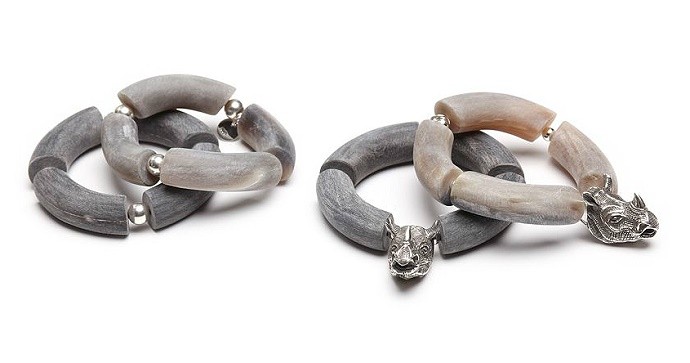 Armbänder mit Silberkugeln und Nashorn-Kopf